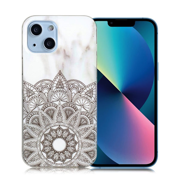 Marble design iPhone 13 Mini cover - Mandala-Blomst Brown