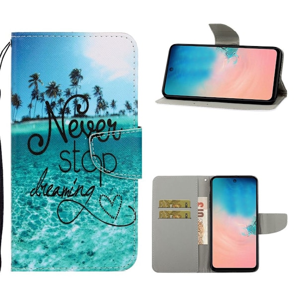 Wonderland Samsung Galaxy Note 20 Ultra flip kuoret - Never Stop Dreaming Blue