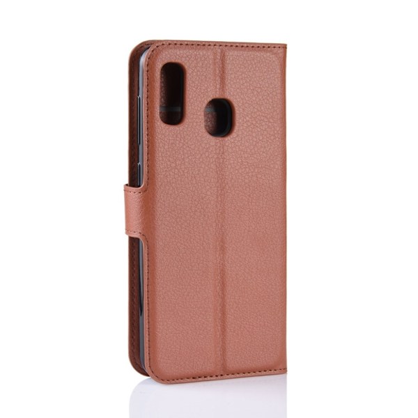 Samsung Galaxy A40 litchi läderfodral - Brun Brun