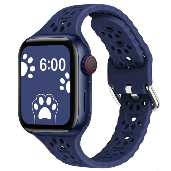 Apple Watch (45mm) sød silikoneurrem i kattepote-stil - Midnatsblå Blue
