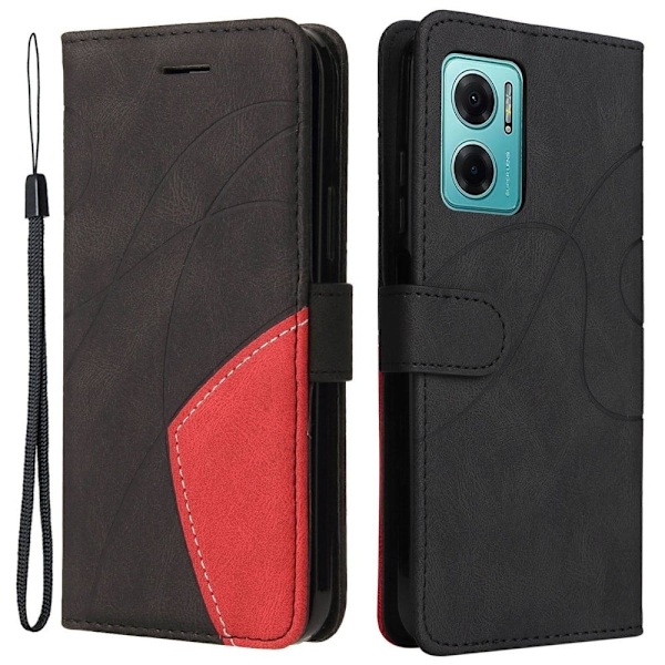 Teksturoitu nahkakotelo hihnalla Xiaomi Redmi Note 11E / Xiaomi Redmi Note 10 5G / Xiaomi Redmi 10 Prime Plus 5G - Musta Black