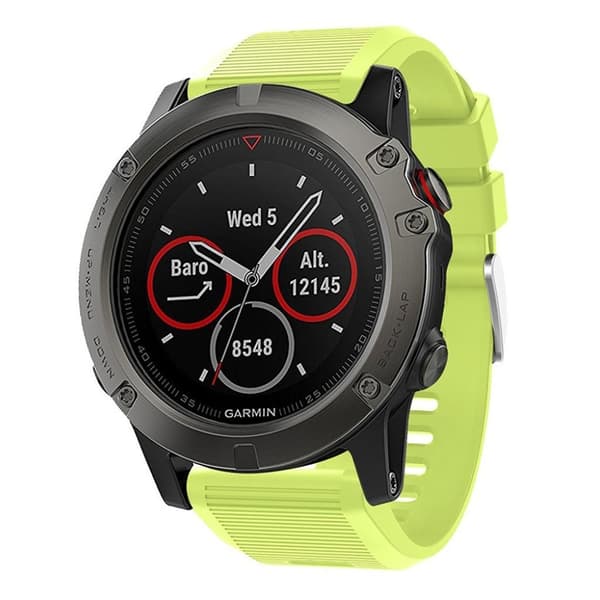 Garmin Fenix 5X Plus silikoninen ranneke - Kellanvihreä Yellow