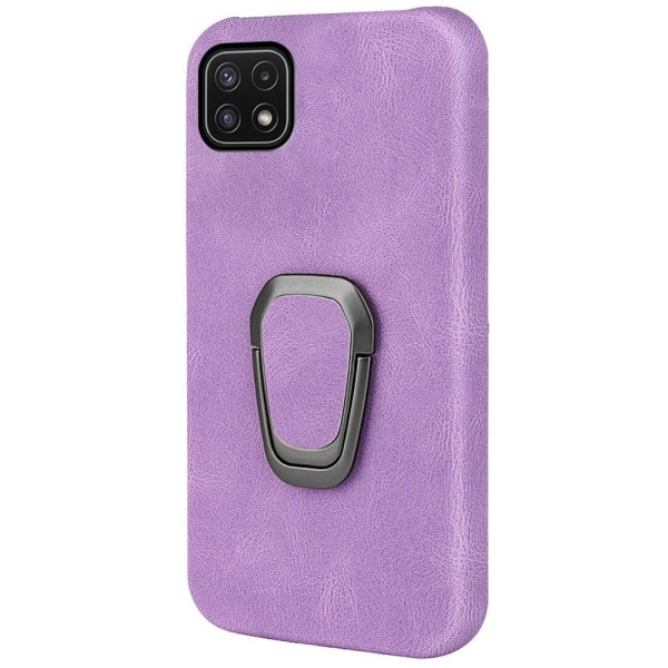 Stødsikkert lædercover med oval kickstand til Samsung Galaxy A22 5G - Lilla Purple