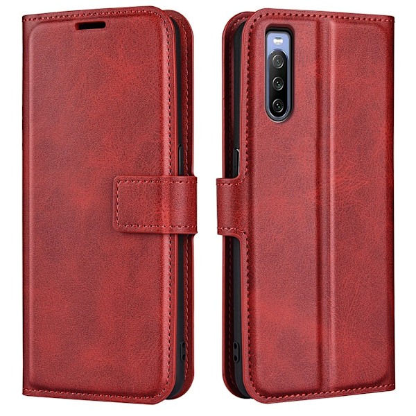 Sony Xperia 10 IV nahkainen lompakokkotelo - Punainen Red