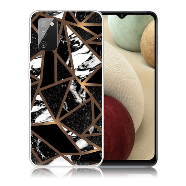 Marble design Samsung Galaxy A02s kotelot - Musta Laatta Palasia Black