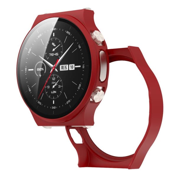 Huawei Watch GT 2 Pro materialskydd med härdat glas - Röd Röd
