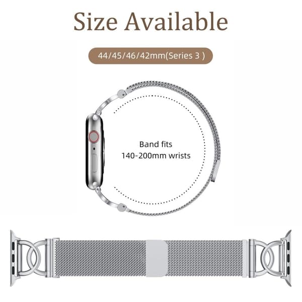 Urrem Apple Watch Series 49mm - 45mm - 44mm - 42mm DC-Shape Magnetisk Clasp rustfrit stål metalrem - Sølv Silver grey