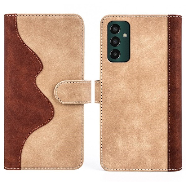 To Farvet Læder Flip Case til Samsung Galaxy M13 4g - Gul Yellow