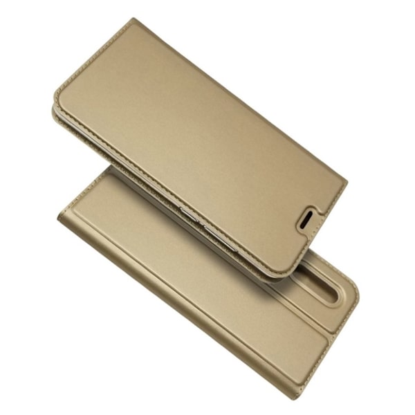 Huawei P30 auto-absorberet læder flip etui - Guld Gold