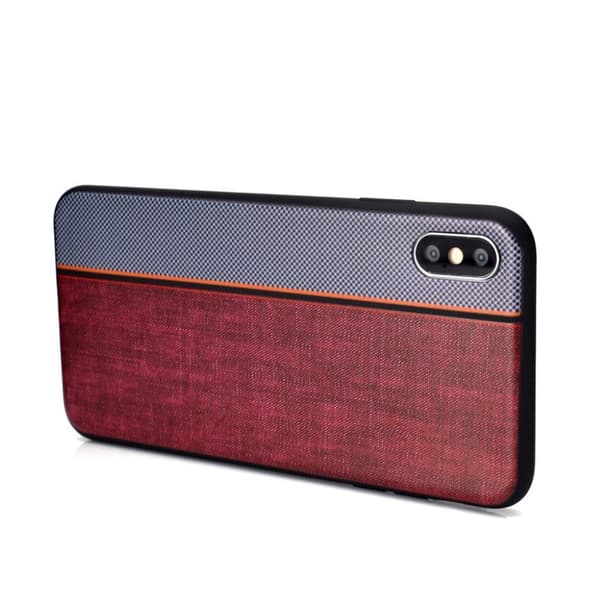iPhone XS splejsning tekstur jeans stof etui - Grå / Brun Multicolor