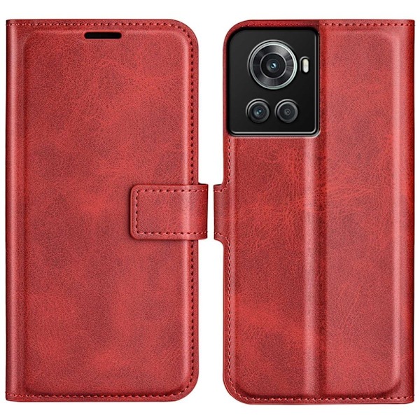 Hållbart konstläder OnePlus 10R / OnePlus Ace fodral med plånbok - Röd Röd