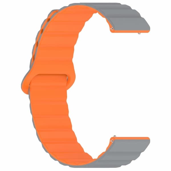 Garmin Vivoactive 5 Magnetic Silicone Watch Band 20mm Adjustable Replacement Strap - Grey+Orange Orange
