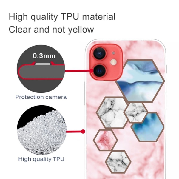 Marble design iPhone 13 Mini cover - Sekskantet Fragmentmarmor Multicolor