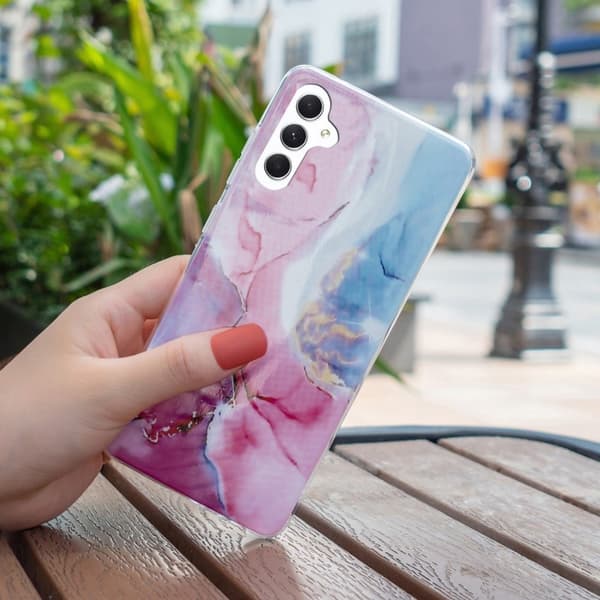 Marble Samsung Galaxy A54 Etui - Rosa / Blå Pink