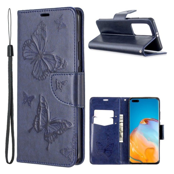 Butterfly Huawei P40 Pro flip kotelot - Sininen Blue