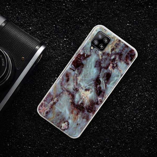 Marble Samsung Galaxy A42 5G Etui - Teal / Sort Marmor Black