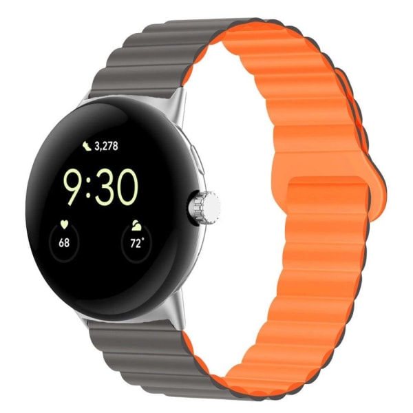Google Pixel Watch dual-color silicone watch strap - Grey / Oran Orange
