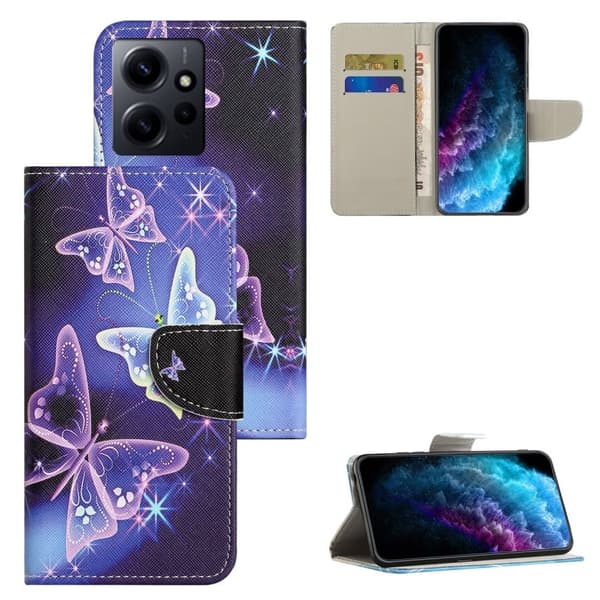Wonderland Xiaomi Redmi Note 12 Flip Etui - Sparkling Sommerfugle Purple