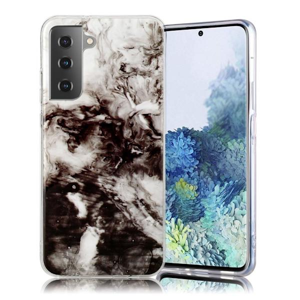 marmor Samsung Galaxy S21 Plus 5G etui - hvid / sort Black