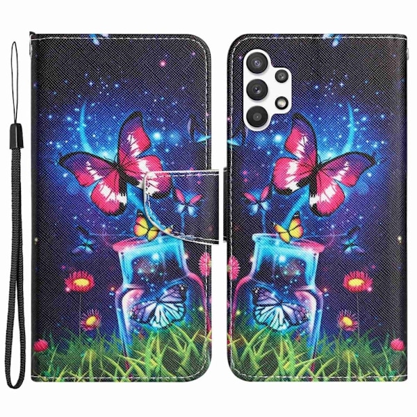 Wonderland Samsung Galaxy M32 5G / Samsung Galaxy A32 flip etui - Flaske / Sommerfugl Multicolor