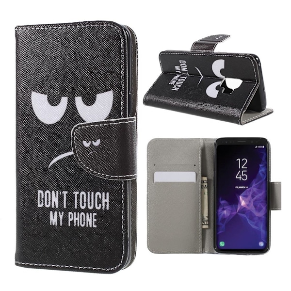 Samsung Galaxy S9 mønstret grynet PU læder flip etui - vredt ansigt Multicolor
