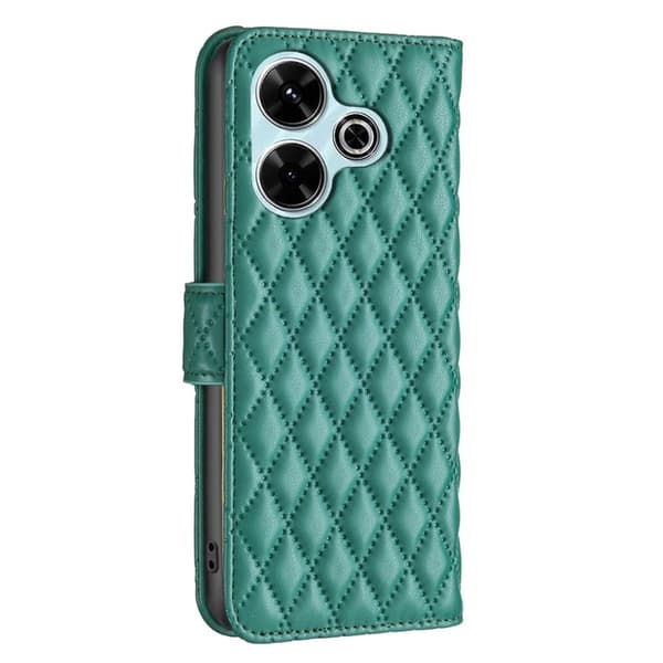 Rombemønster, matt flip-deksel for Xiaomi Redmi 13 / Xiaomi Poco M6 - Grønn Green