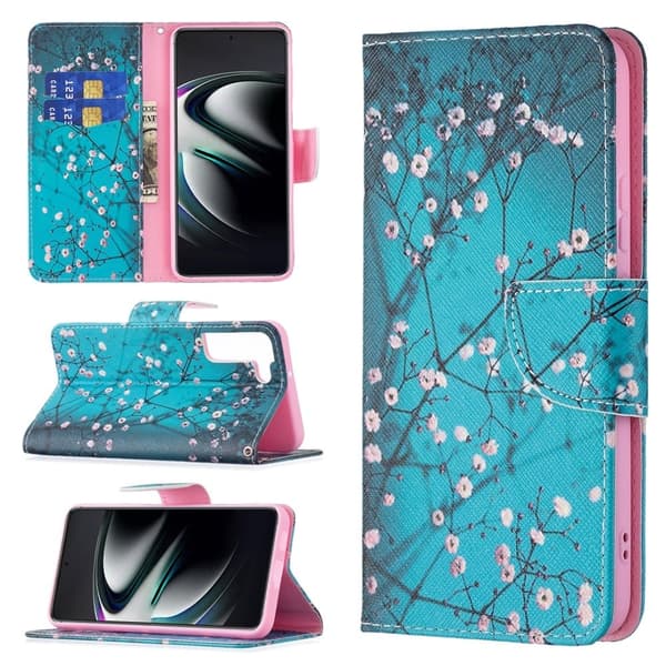 Wonderland Samsung Galaxy S22 Plus flip etui - Blommeblomst Blue