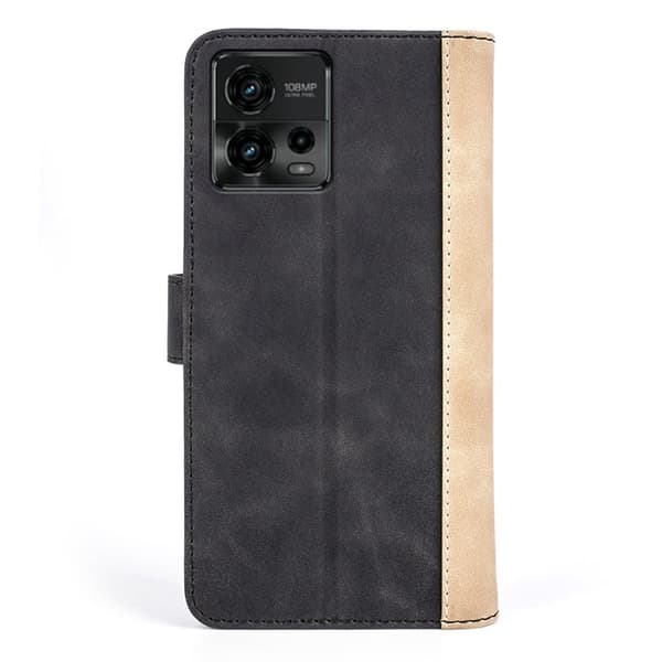 Tofarget lærdeksel for Motorola Moto G72 - Svart Black