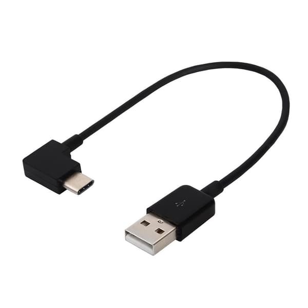 90-graders USB typ-C 3.1 till USB 2.0 hane USB-kabel - Svart Svart