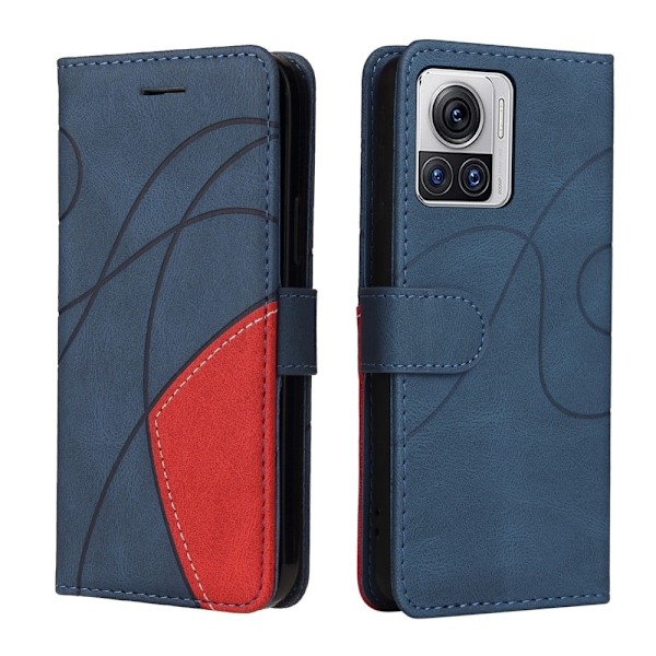 Teksturoitu nahkakotelo hihnalla Motorola Edge 30 Ultra - Sininen Blue