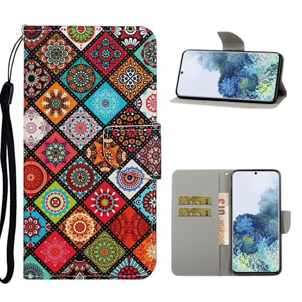 Wonderland Samsung Galaxy S21 Plus 5G flip kuoret - Värikäs Neliöt Multicolor