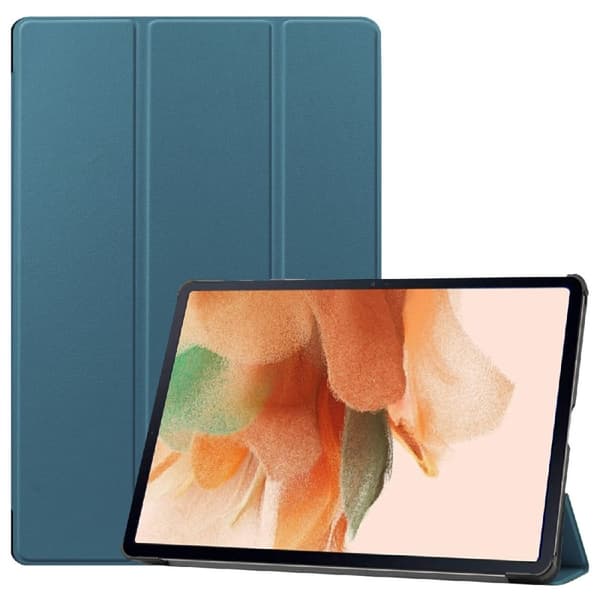 Samsung Galaxy Tab S7 FE trefoldig flip-etui i skinn - Blå Blue