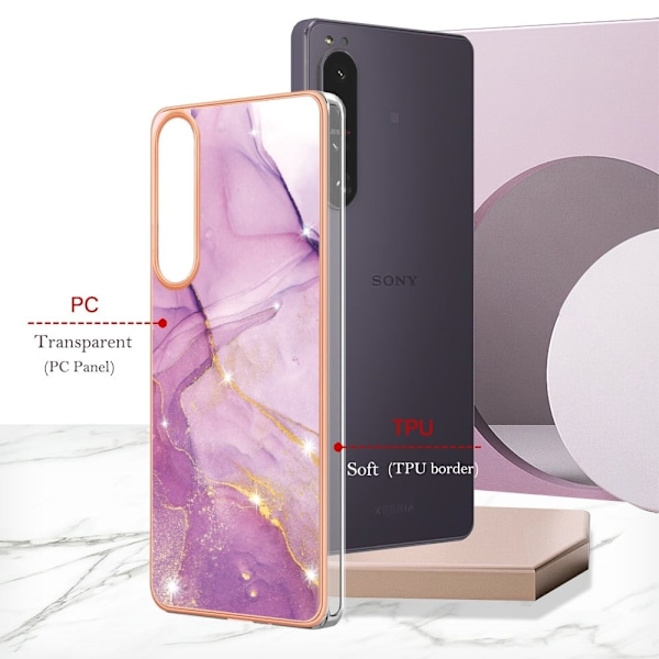 Marmormotiv Sony Xperia 1 IV skal - Lila / Rosa Marmor Rosa