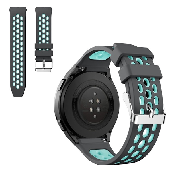 Huawei Watch GT 2e dual tone silicone watch band - Dark Grey / Green Silvergrå