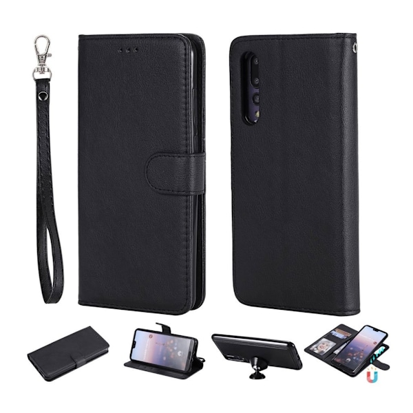 Huawei P20 Pro löstagbart läderfodral - Svart Svart