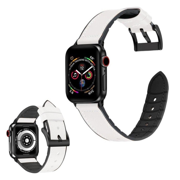 Apple Watch Series 6 / 5 40mm kuvioitu nahkakellon ranneke - Valkoinen White