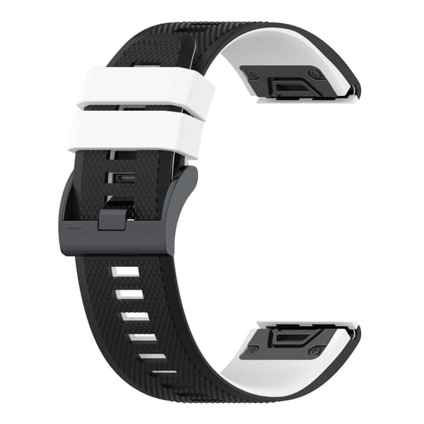 26 mm dubbelfärgat texturerat silikonarmband för Garmin-klocka - Svart / Vit Vit