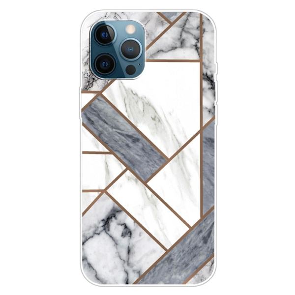 Marble iPhone 15 Pro Max Etui - Grå / Hvid Marmor Tile Silver grey
