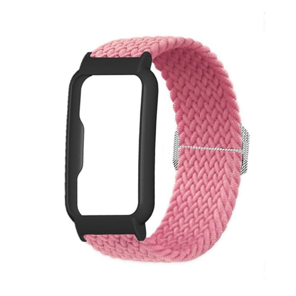 Oppo Watch Free elastisk nylon urrem - Lyserød / Sort Pink