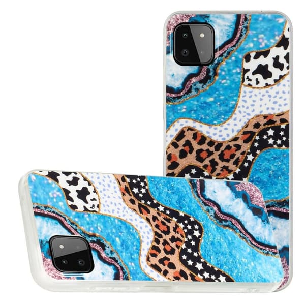 Deco Samsung Galaxy A22 5G Suojakotelo - Sininen / Cow Multicolor