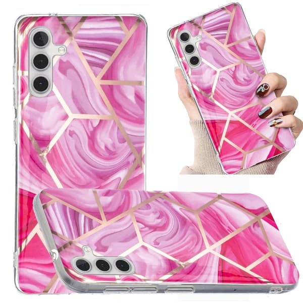 Deco Samsung Galaxy A24 4G Etui - Marmor / Red Rhombus Pink