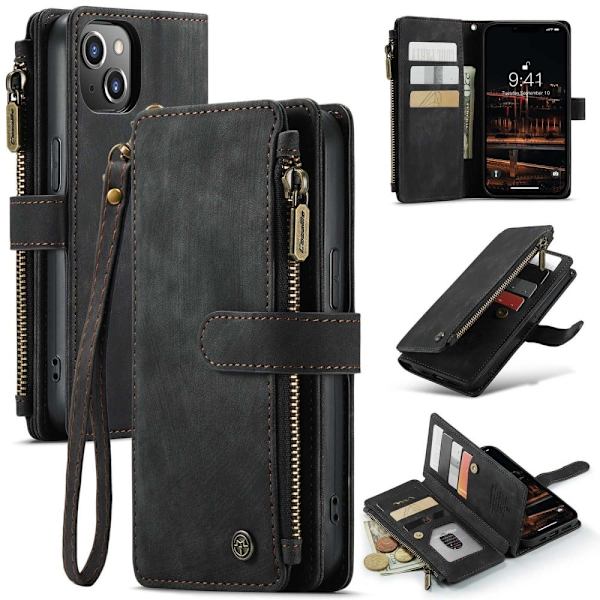 CaseMe iPhone 14 Plus etui med lynlås og pung - Sort Black