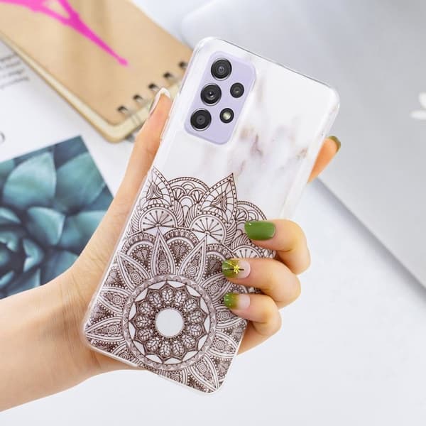 Marble Samsung Galaxy A52 5G Etui - Grey Tribal Klinkekule Silver grey