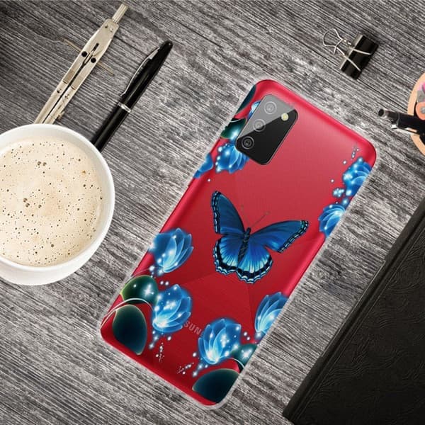 Butterfly läder Samsung Galaxy A02s (166mm) fodral - Blå Blå