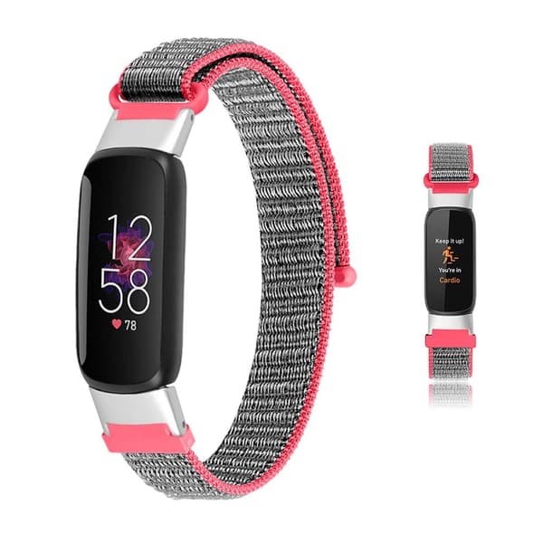 Fitbit Luxe nylonista kudottu kellonhihna - Kiiltävä Vaaleanpunainen Pink