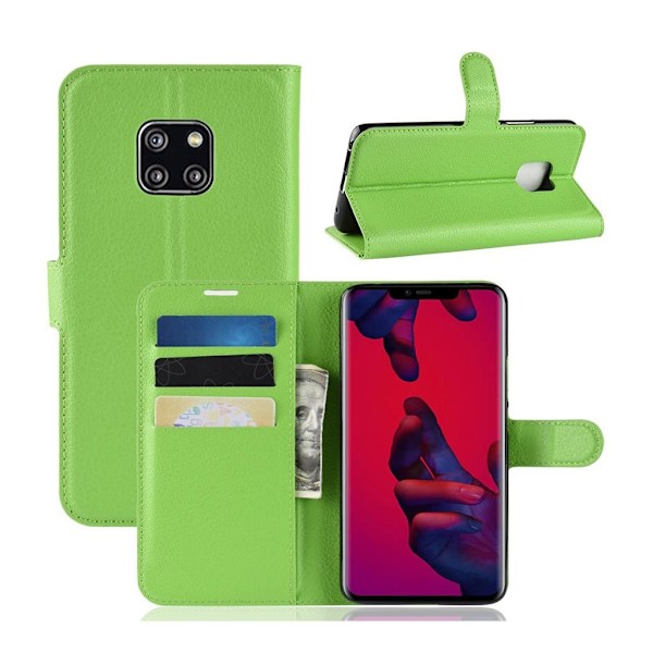 Huawei Mate 20 Pro flipfodral i litchi-texturläder - Grön Grön