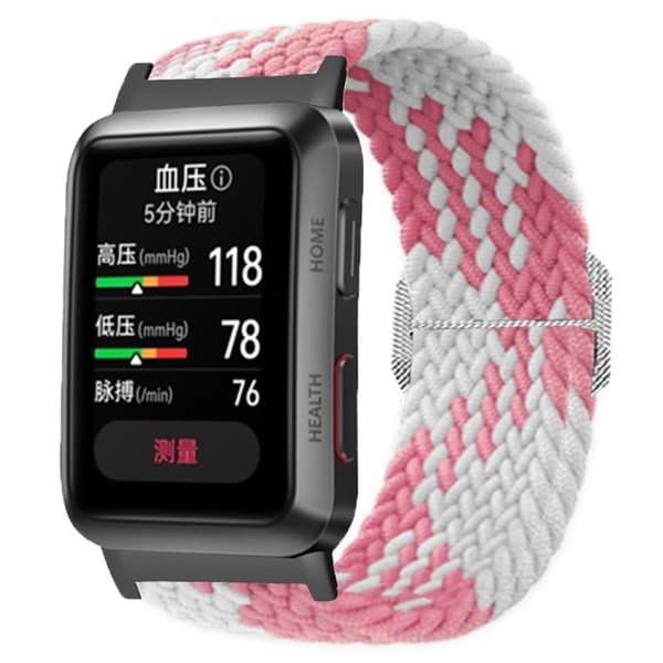 Huawei Watch D Elastiskt flätat klockarmband i nylon Justerbart armband - Rosa + Vit Rosa
