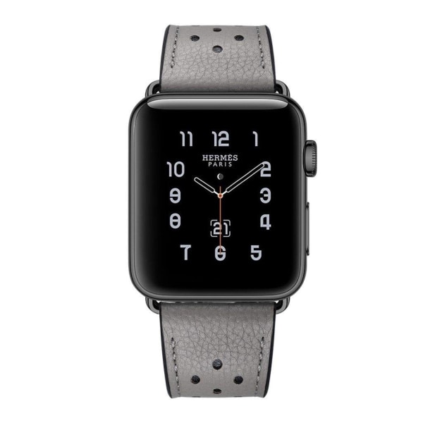 Crazy Horse Apple Watch Series 5 44mm aito nahkainen ranneke - Harmaa Silver grey