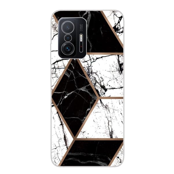 Marble Xiaomi 11T / 11T Pro Etui - Sort og Hvid Marmor Form Black