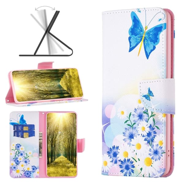 Wonderland Xiaomi Redmi Note 13 flip kuoret - Perhonen Ja Kukkia Pink